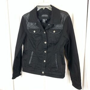 Live a Little Vegan Leather and Denim Jacket‎